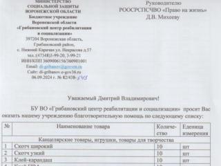 Проект «Почтение» для Грибановского центра реабилитации и социализации.